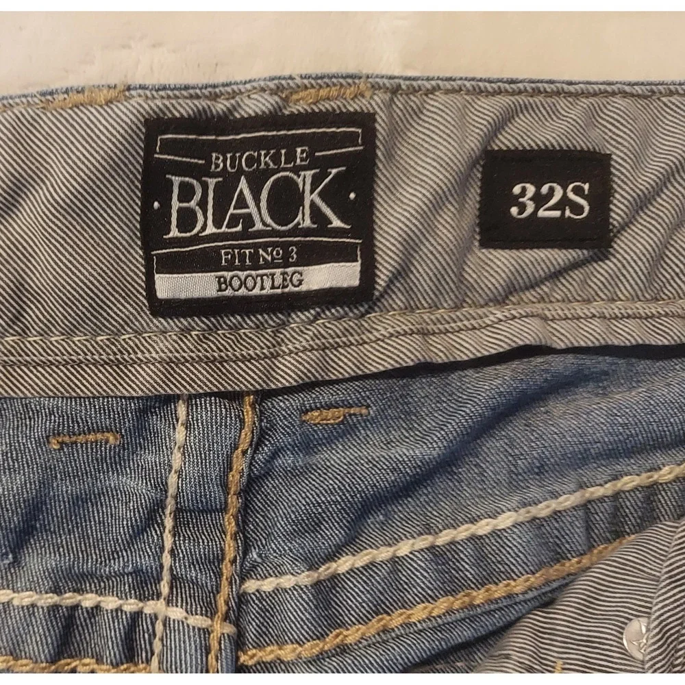Buckle Black Mens Fit No 3 Slim Bootcut Stretch Bootleg Jeans Size 32/30 (32S)
